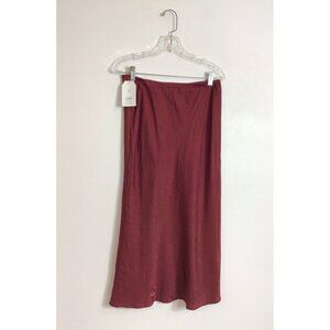 Red Satin Midi Skirt Womens Small New